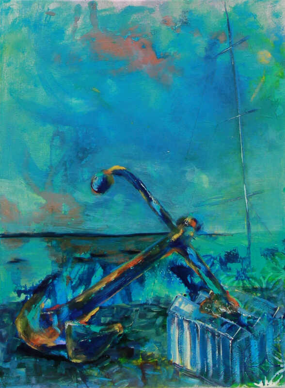 Anchor at Port Original Oil Painting by Cory Acorn.